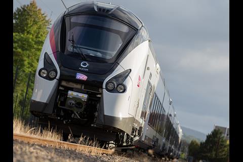 SNCF’s first Alstom Coradia Liner V160 electro-diesel multiple-units have entered service on the Paris – Troyes – Belfort route (Photo: Alstom).